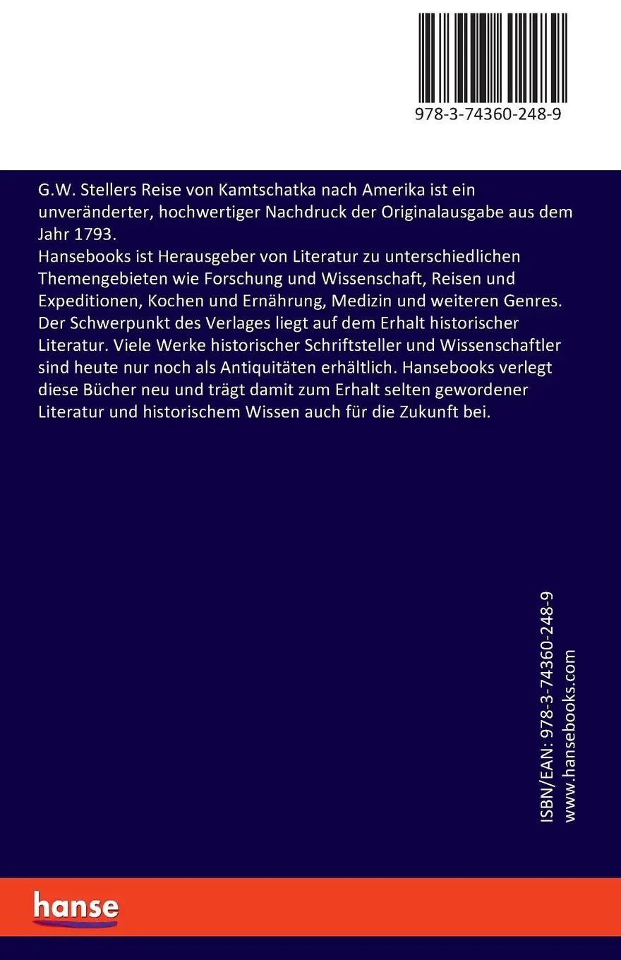 Rückseite: 9783743602489 | G.W. Stellers Reise von Kamtschatka nach Amerika | Steller (u. a.)