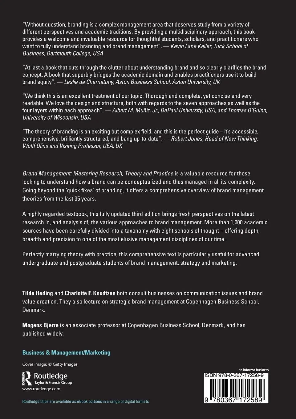 Rückseite: 9780367172589 | Brand Management | Mastering Research, Theory and Practice | Buch