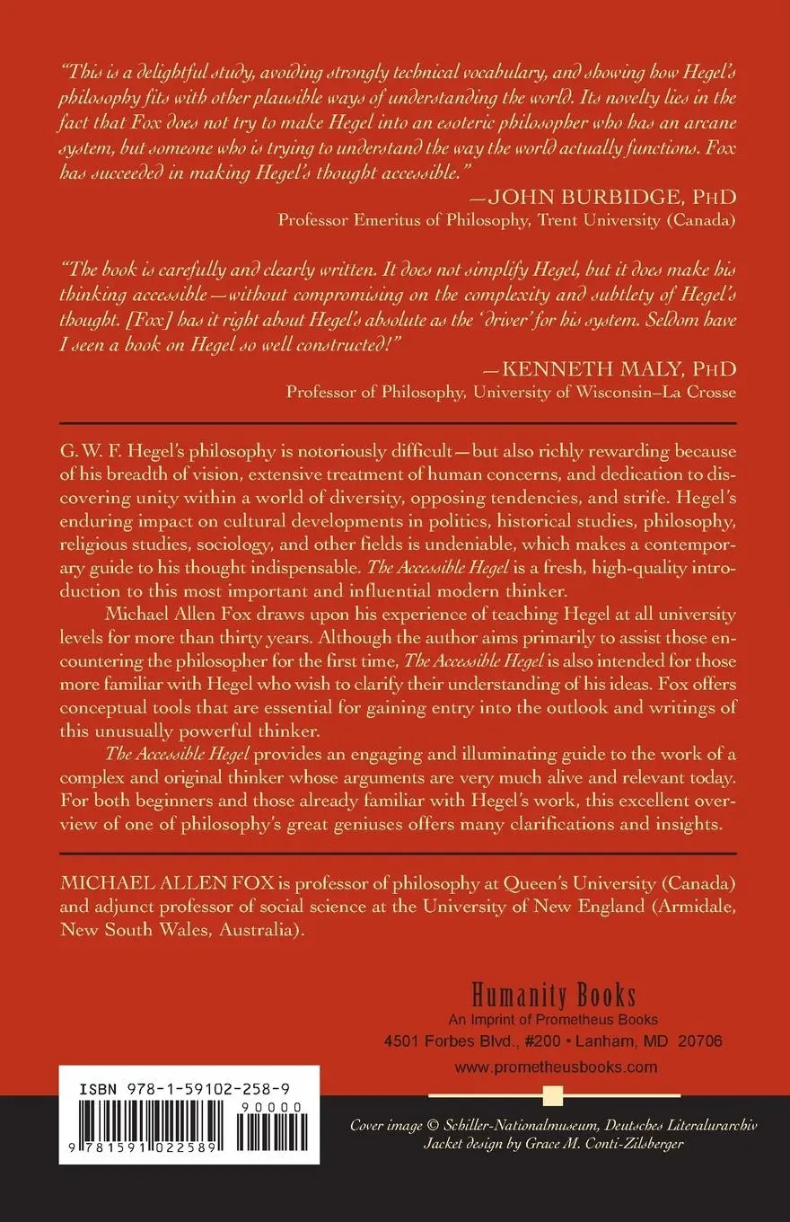 Rückseite: 9781591022589 | The Accessible Hegel | Michael Allen Fox | Taschenbuch | Englisch
