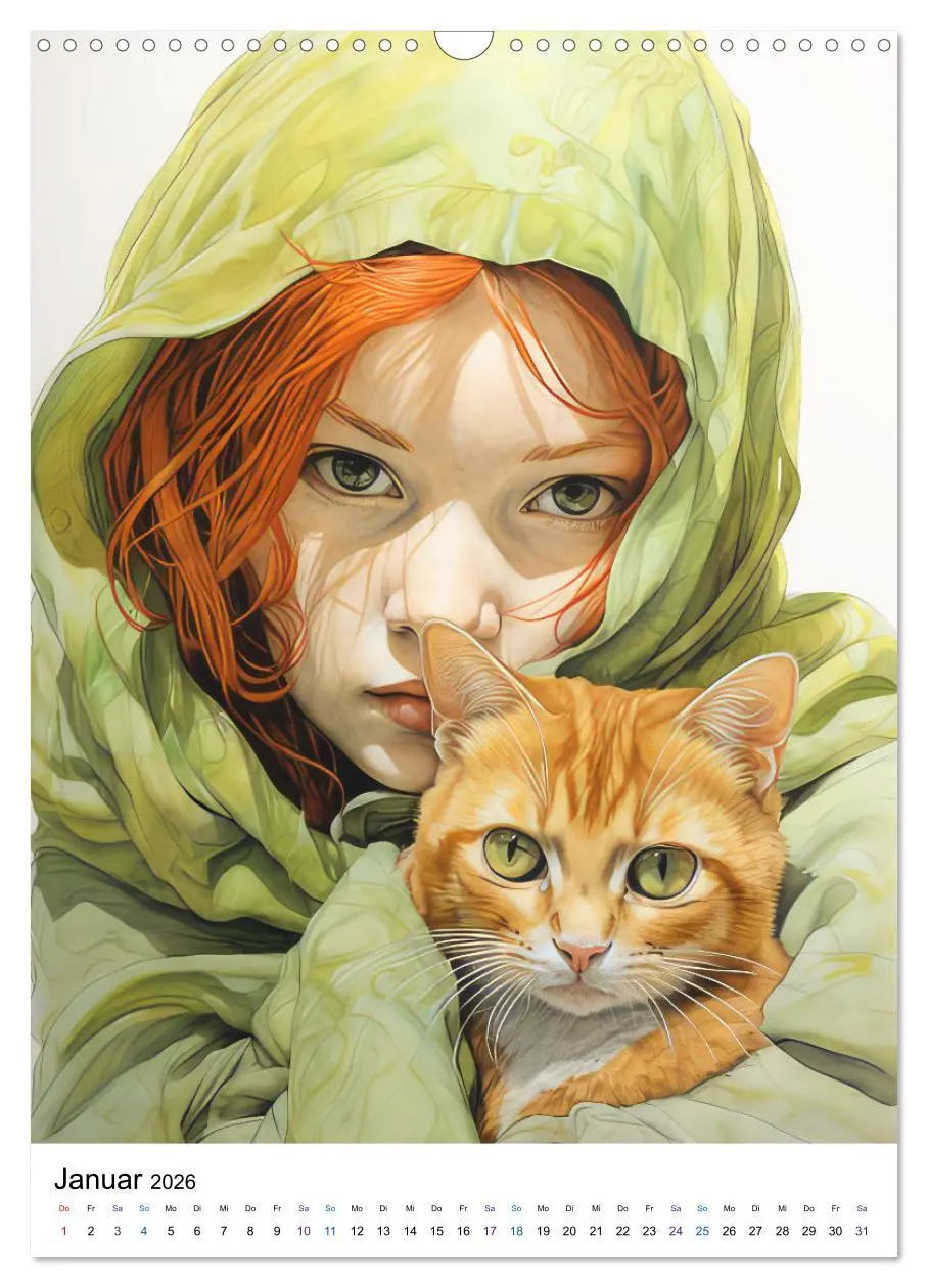 Bild: 9783516292589 | Katzenliebe Kunstbilder (Wandkalender 2026 DIN A3 hoch), CALVENDO...
