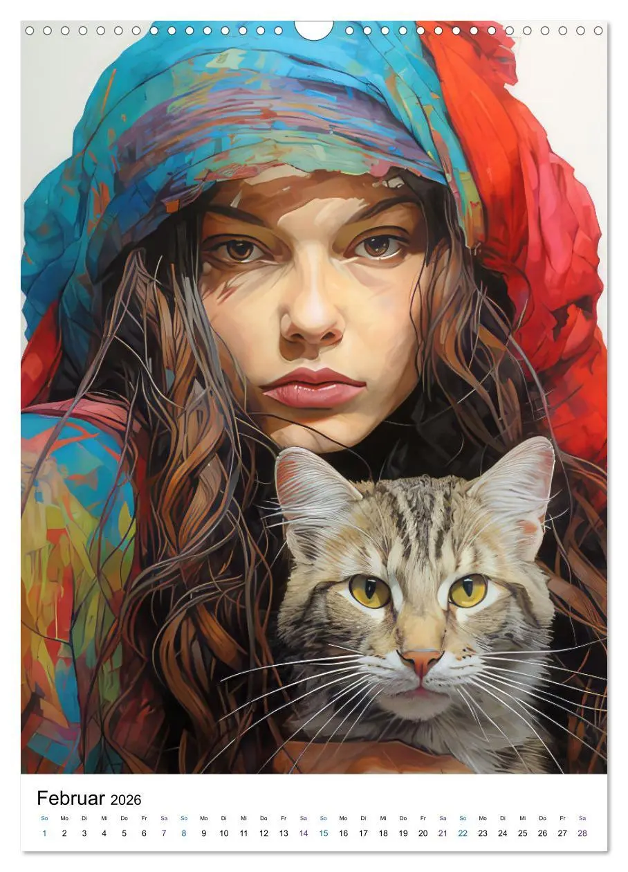Bild: 9783516292589 | Katzenliebe Kunstbilder (Wandkalender 2026 DIN A3 hoch), CALVENDO...