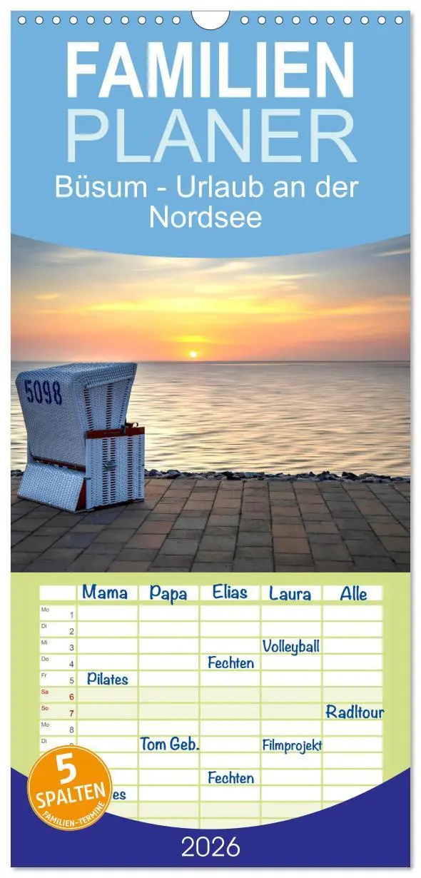 Cover: 9783516502589 | Familienplaner 2026 - Büsum - Urlaub an der Nordsee mit 5 Spalten...