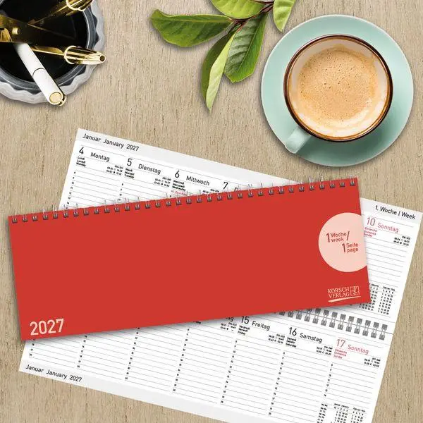 Bild: 9783819302589 | Tischquerkalender Classic Colourlux rot 2027 | Korsch Verlag | 64 S.