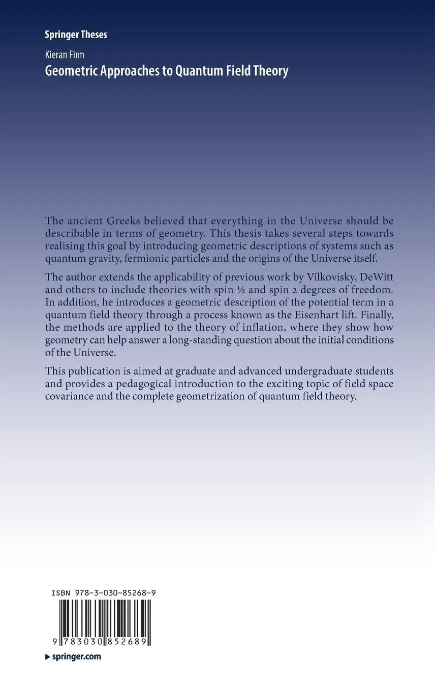 Rückseite: 9783030852689 | Geometric Approaches to Quantum Field Theory | Kieran Finn | Buch
