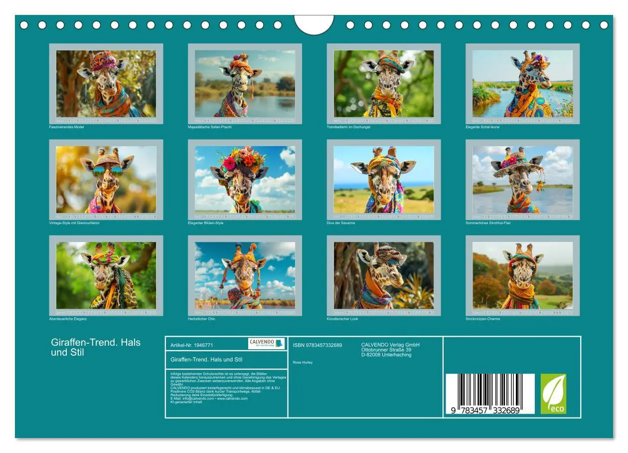 Bild: 9783457332689 | Giraffen-Trend. Hals und Stil (Wandkalender 2026 DIN A4 quer),...