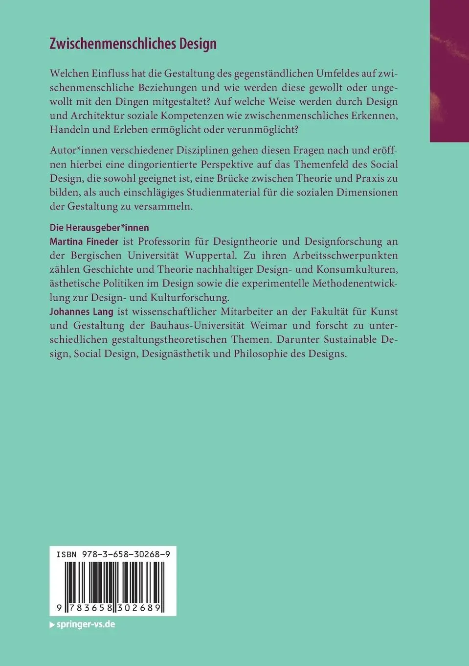 Rückseite: 9783658302689 | Zwischenmenschliches Design | Sozialität und Soziabilität durch Dinge