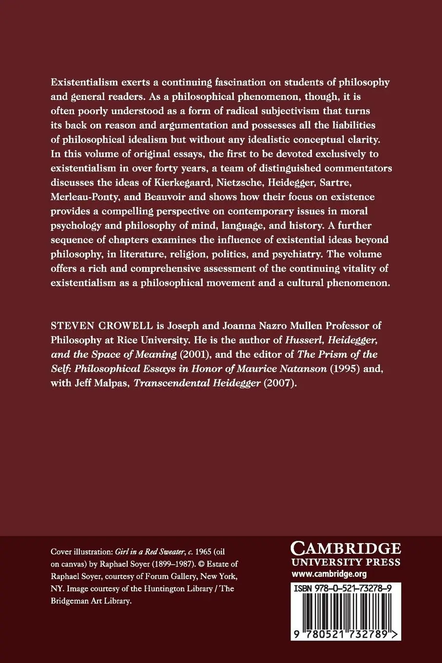 Rückseite: 9780521732789 | The Cambridge Companion to Existentialism | Steven Crowell | Buch