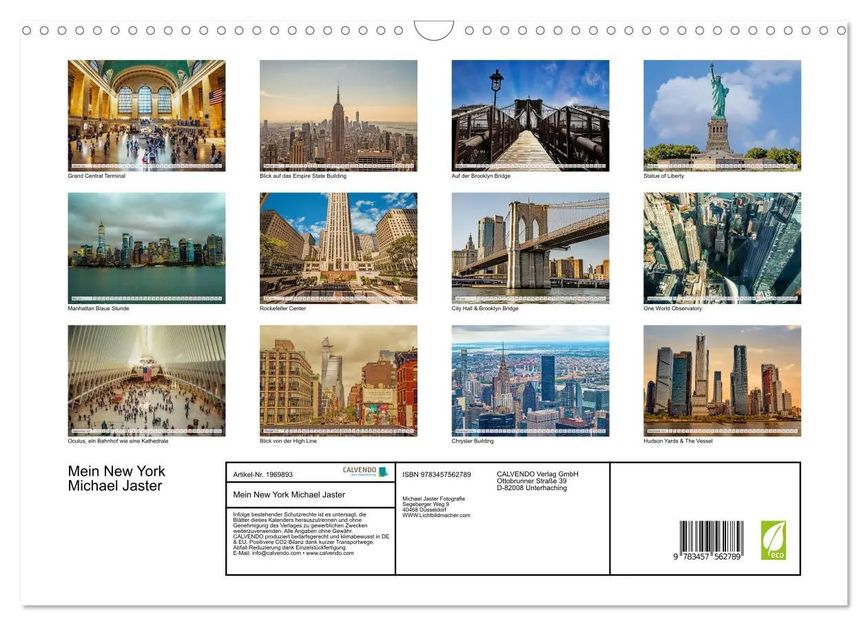 Bild: 9783457562789 | Mein New York Michael Jaster (Wandkalender 2026 DIN A3 quer),...