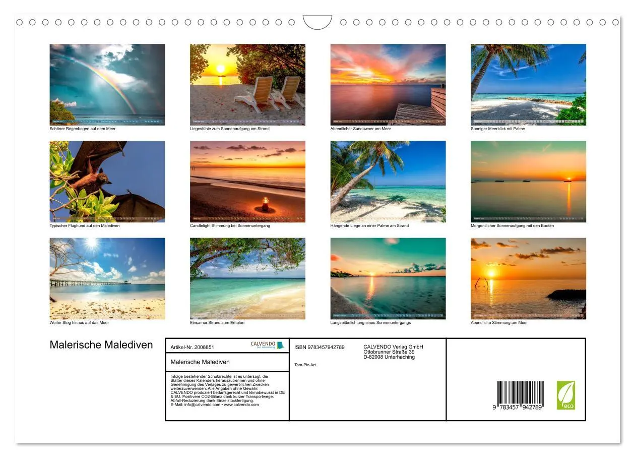 Bild: 9783457942789 | Malerische Malediven (Wandkalender 2026 DIN A3 quer), CALVENDO...