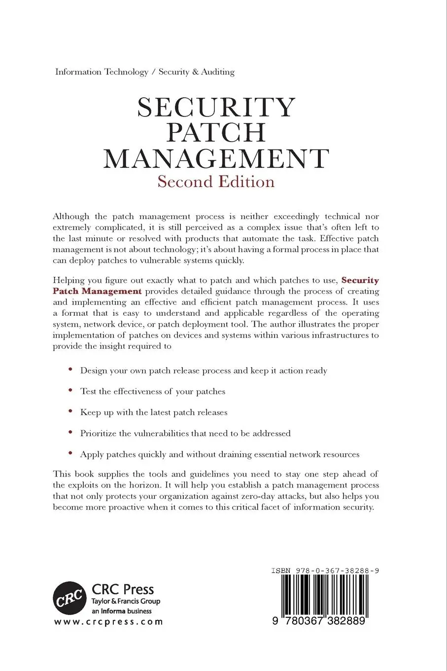Rückseite: 9780367382889 | Security Patch Management | Felicia Nicastro | Taschenbuch | Englisch