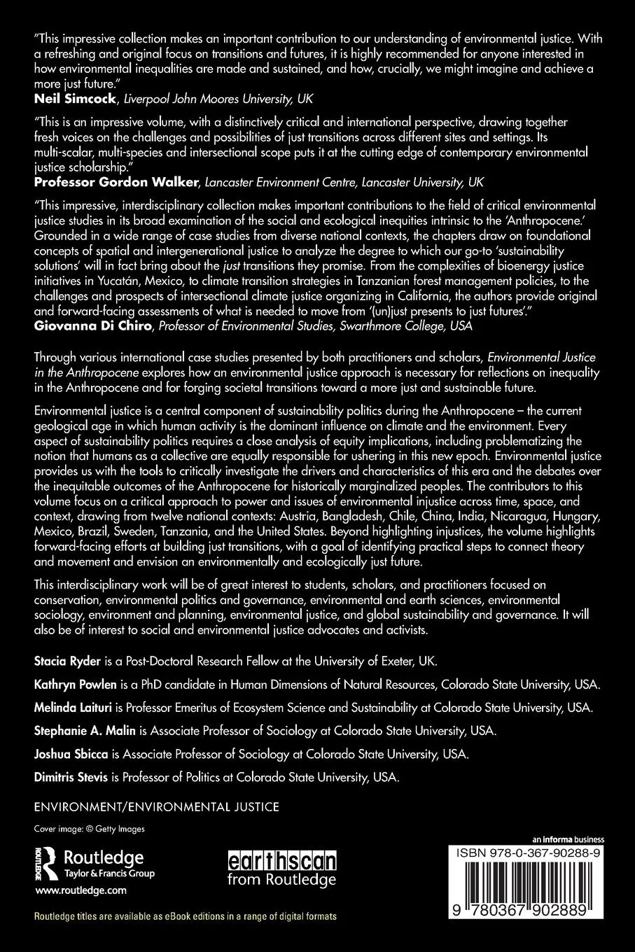 Rückseite: 9780367902889 | Environmental Justice in the Anthropocene | Stacia Ryder (u. a.)