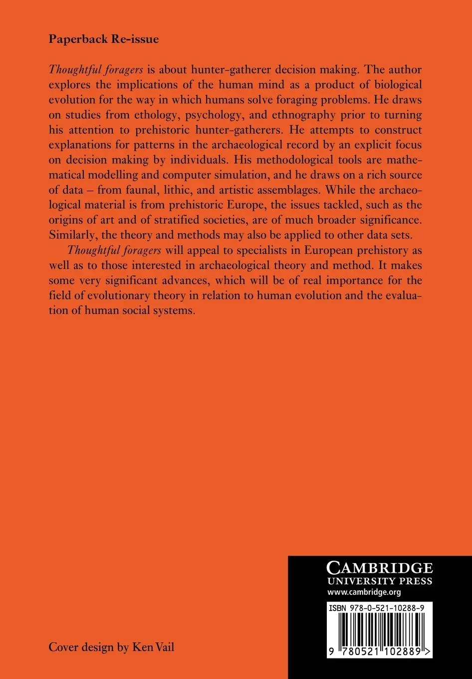 Rückseite: 9780521102889 | Thoughtful Foragers | A Study of Prehistoric Decision Making | Mithen