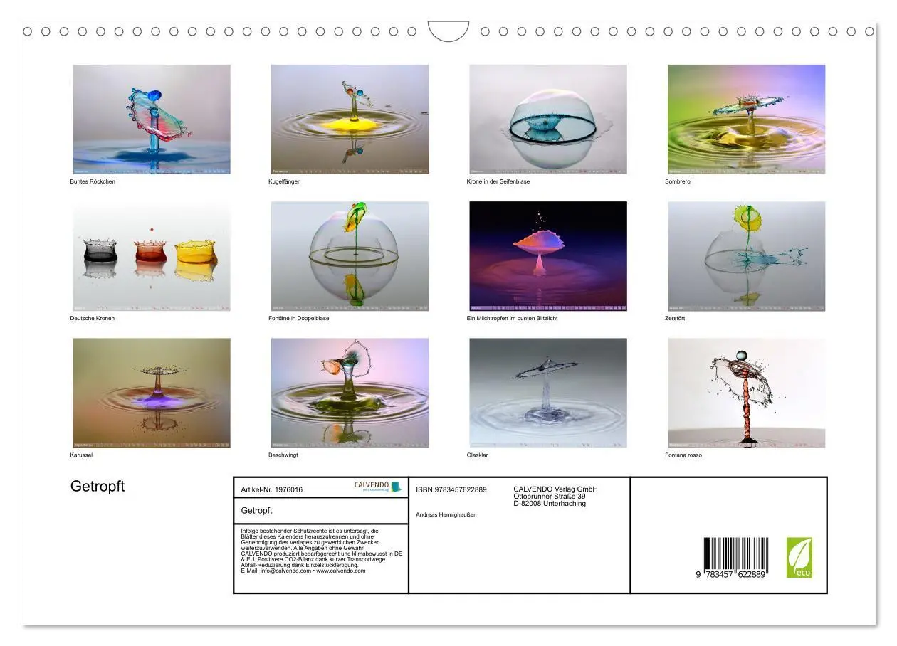 Bild: 9783457622889 | Getropft (Wandkalender 2026 DIN A3 quer), CALVENDO Monatskalender