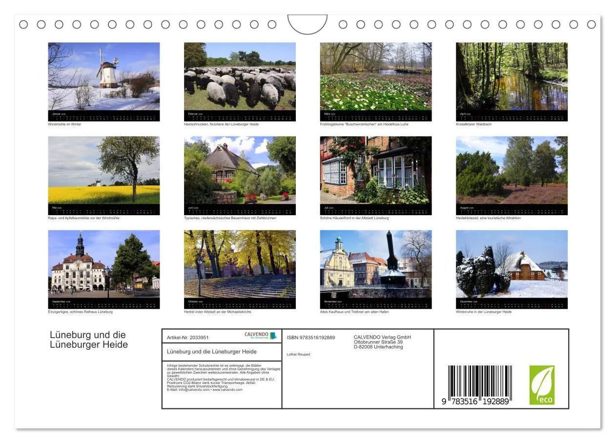 Bild: 9783516192889 | Lüneburg und die Lüneburger Heide (Wandkalender 2026 DIN A4 quer),...