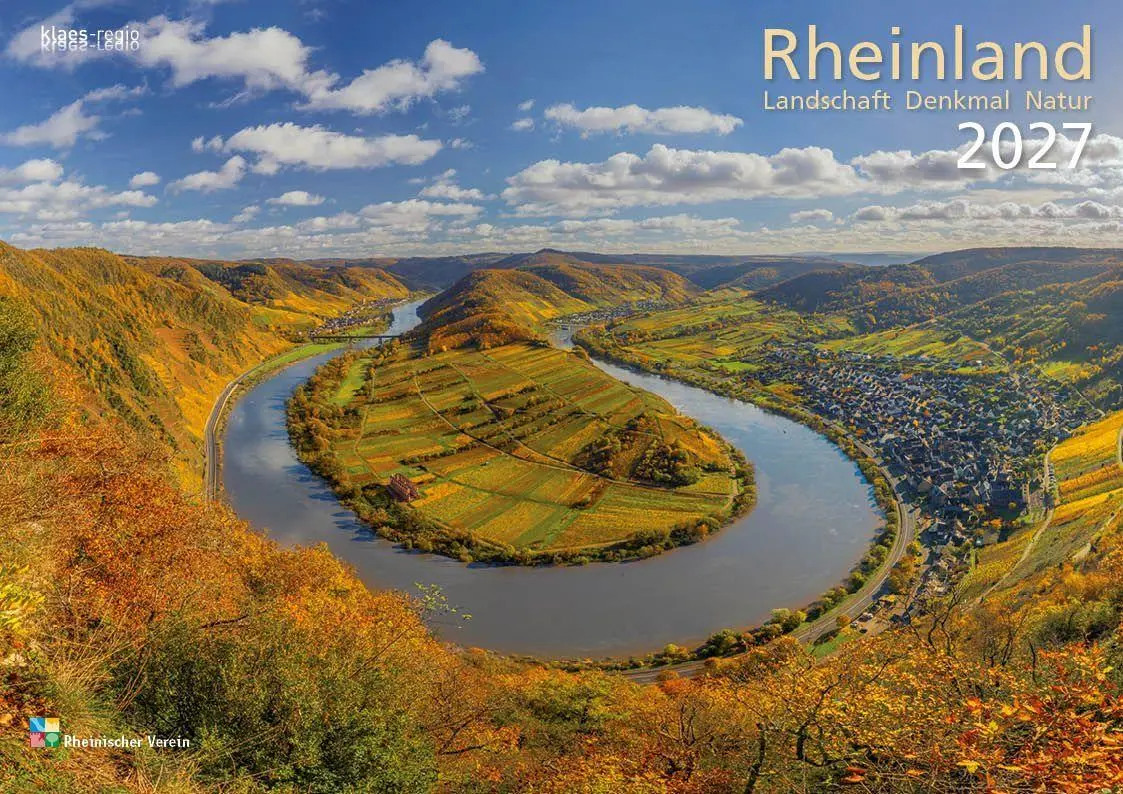 Cover: 9783965352889 | Rheinland 2027 Wandkalender A4 quer Spiralbindung 28 Blatt mit 56...