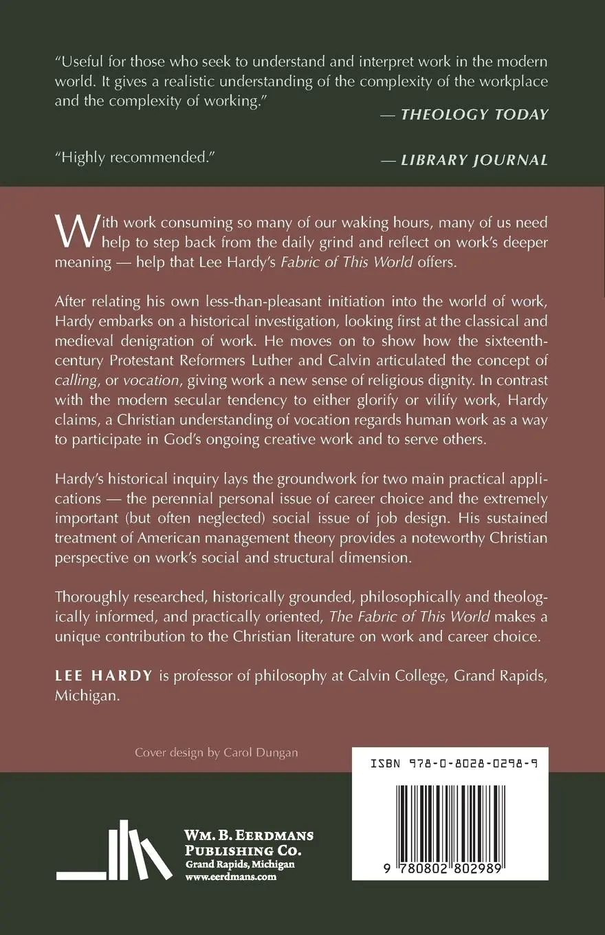 Rückseite: 9780802802989 | The Fabric of This World | Lee Hardy | Taschenbuch | Englisch | 1990