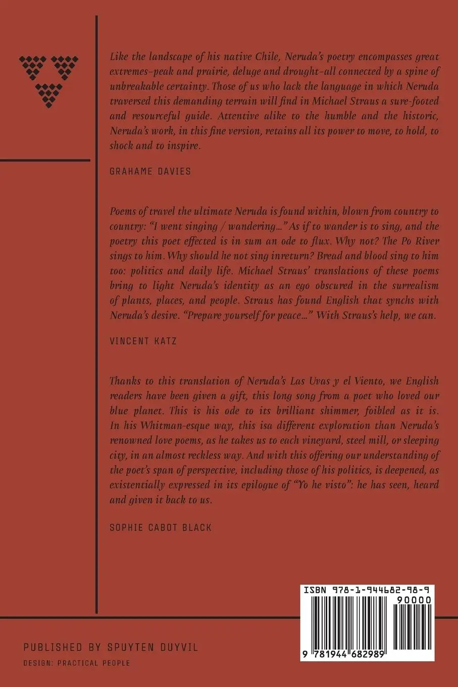 Rückseite: 9781944682989 | Grapes And The Wind | Pablo Neruda | Taschenbuch | Englisch | 2018