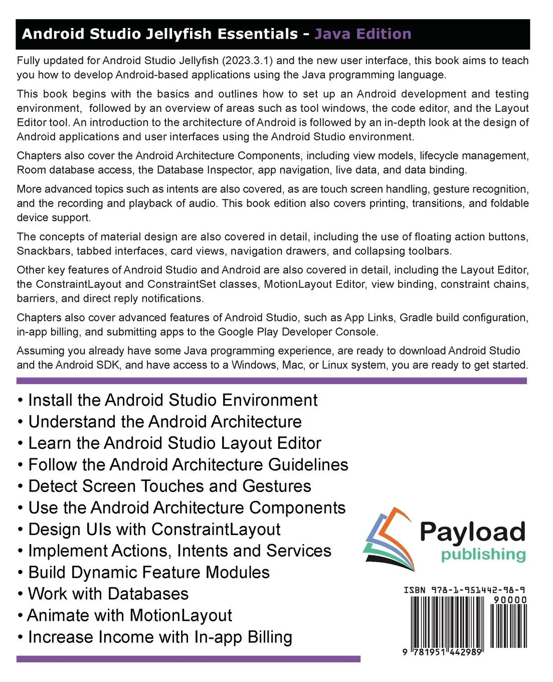 Rückseite: 9781951442989 | Android Studio Jellyfish Essentials - Java Edition | Smyth | Buch