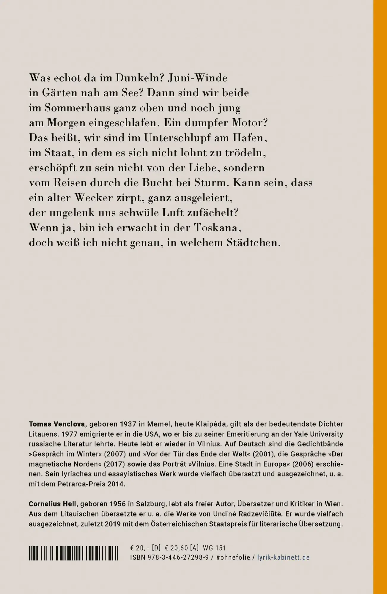 Bild: 9783446272989 | Variation über das Thema Erwachen | Gedichte Edition Lyrik Kabinett