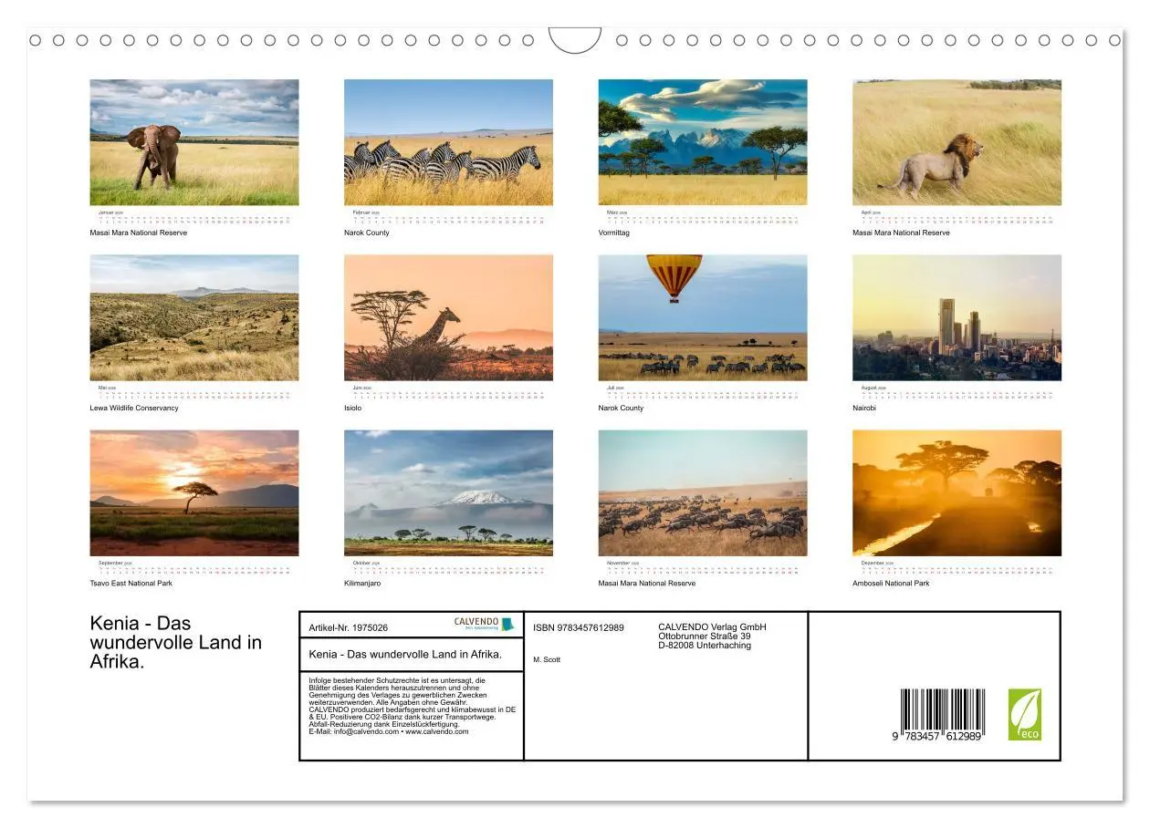 Bild: 9783457612989 | Kenia - Das wundervolle Land in Afrika. (Wandkalender 2026 DIN A3...