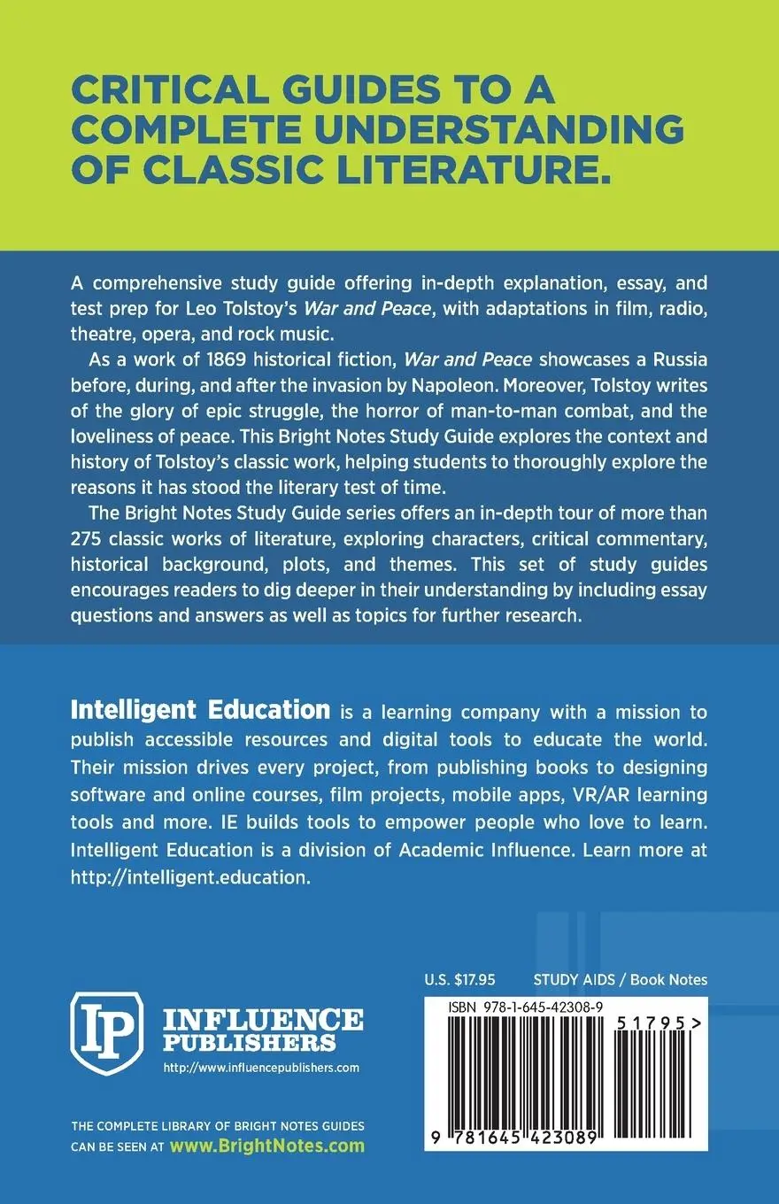 Rückseite: 9781645423089 | Study Guide to War and Peace by Leo Tolstoy | Taschenbuch | Englisch