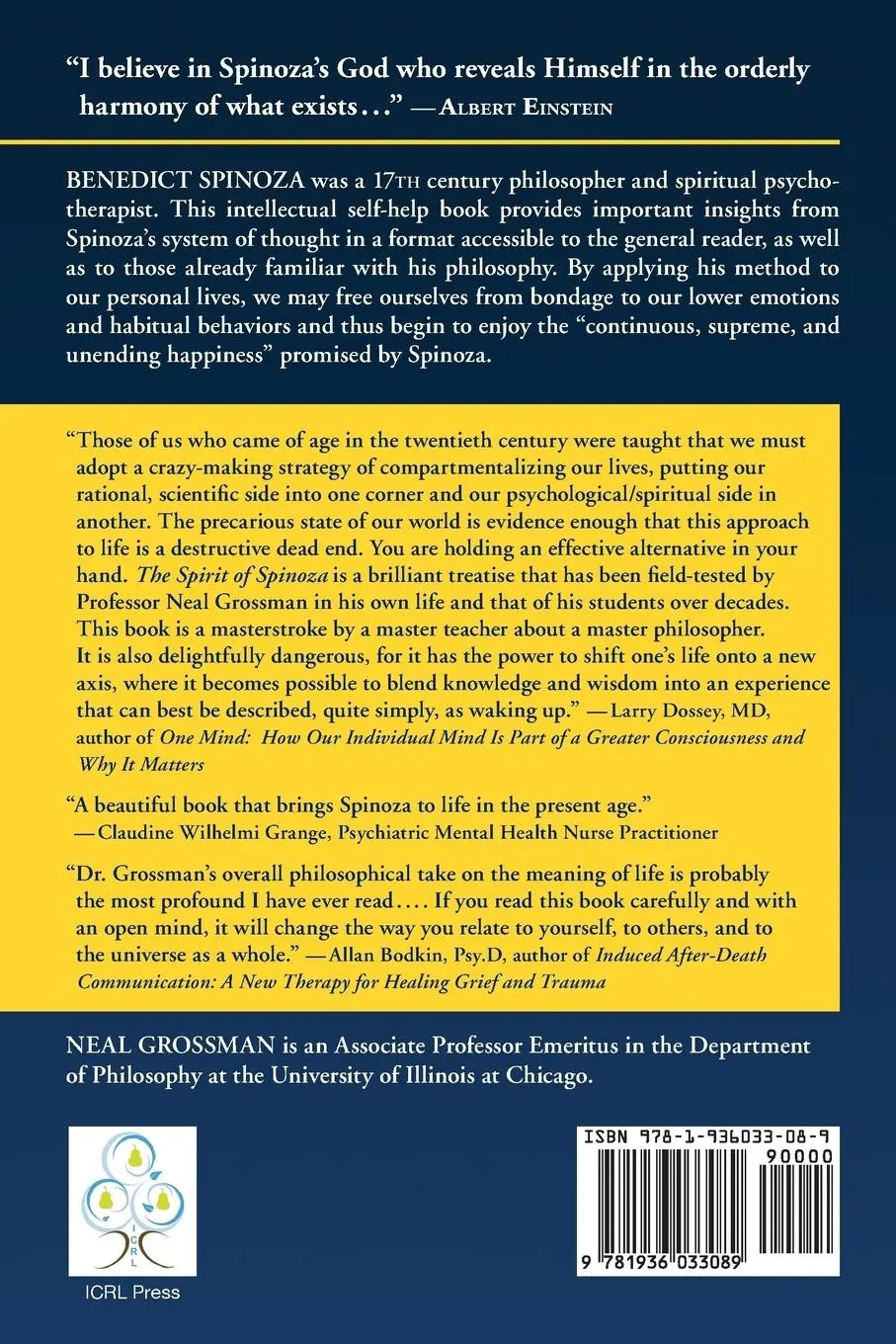 Rückseite: 9781936033089 | The Spirit of Spinoza | Healing the Mind | Neal Grossman | Taschenbuch