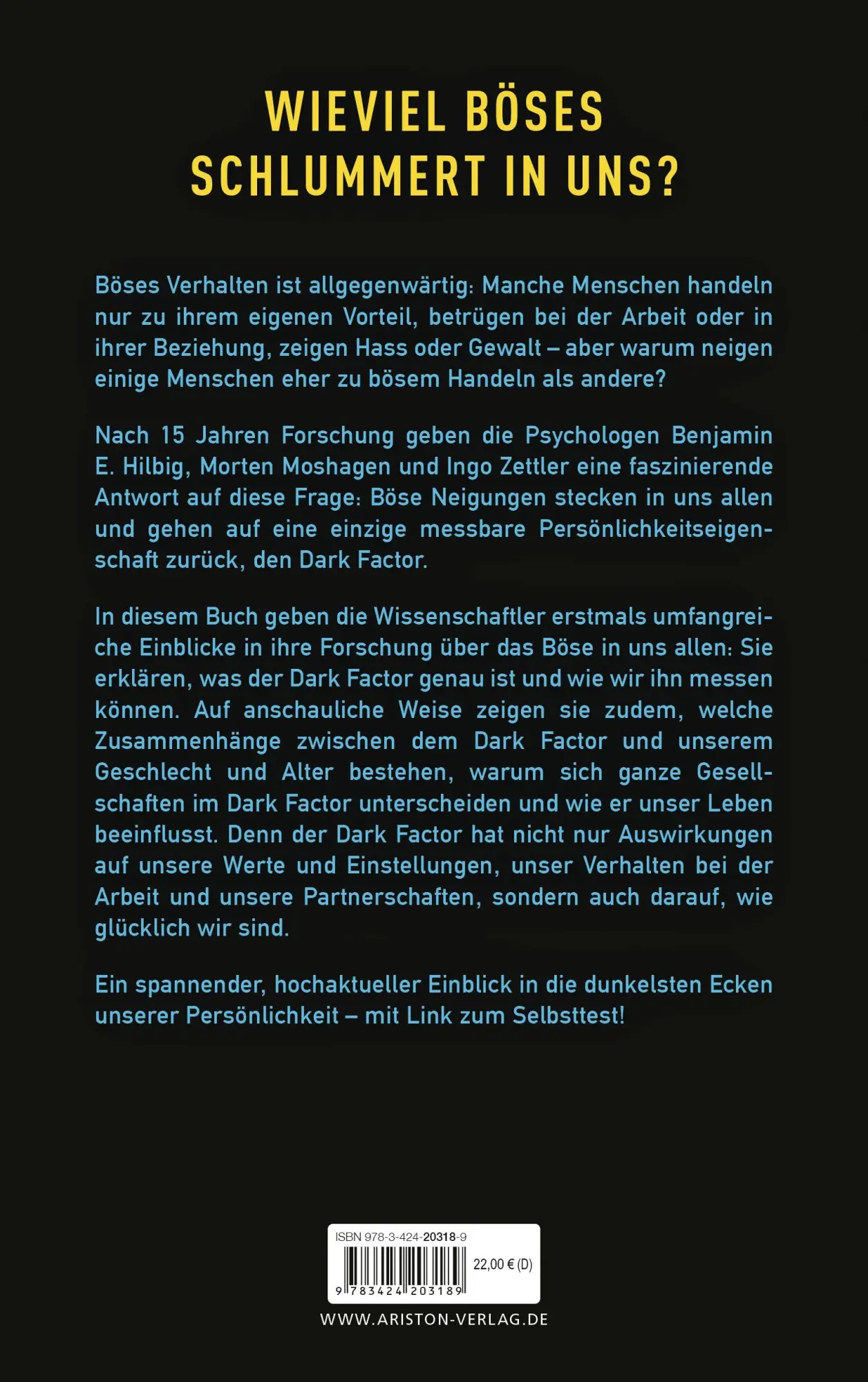 Bild: 9783424203189 | Dark Factor - die Essenz des Bösen in uns | Benjamin E. Hilbig (u. a.)