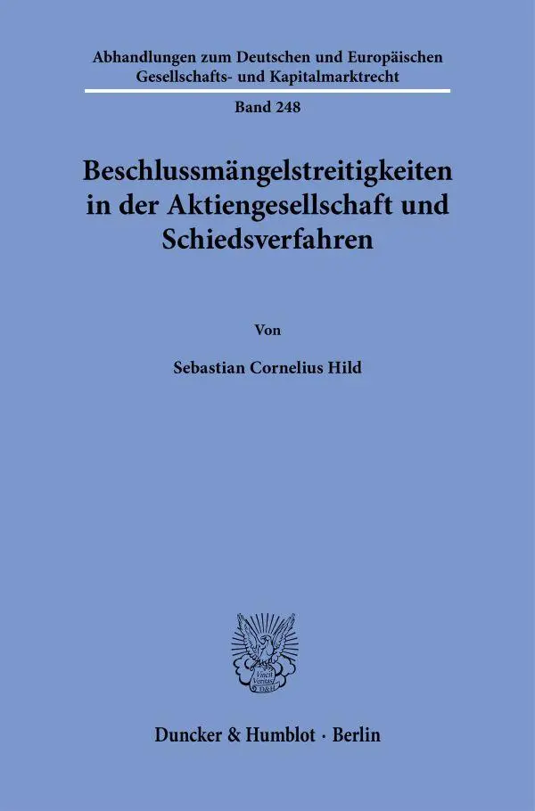 Cover: 9783428193189 | Beschlussmängelstreitigkeiten in der Aktiengesellschaft und...