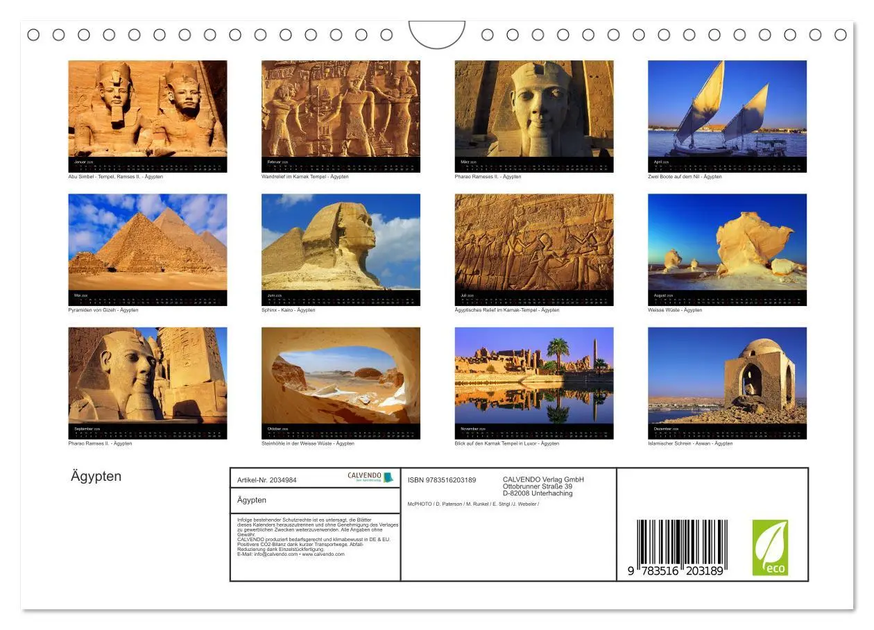 Bild: 9783516203189 | Ägypten (Wandkalender 2026 DIN A4 quer), CALVENDO Monatskalender