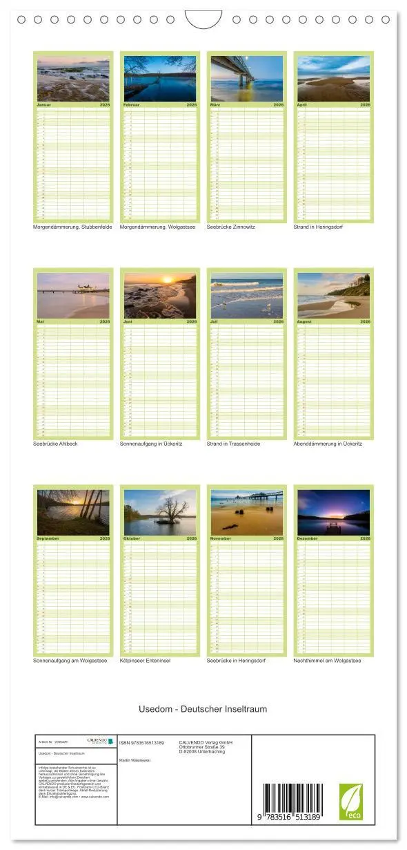 Bild: 9783516513189 | Familienplaner 2026 - Usedom - Deutscher Inseltraum mit 5 Spalten...