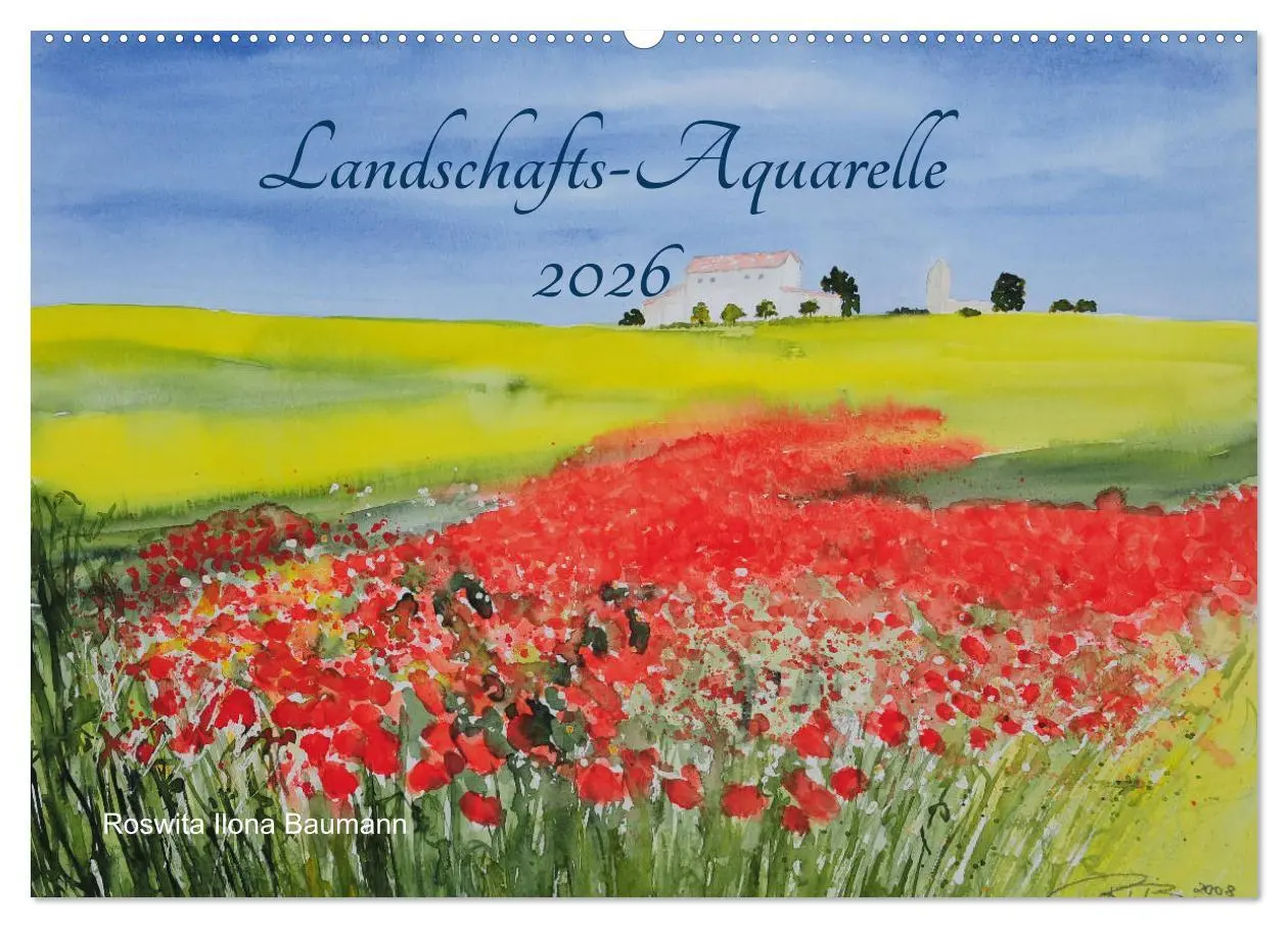 Cover: 9783457893289 | Landschafts-Aquarelle 2026 Roswita Ilona Baumann (Wandkalender 2026...