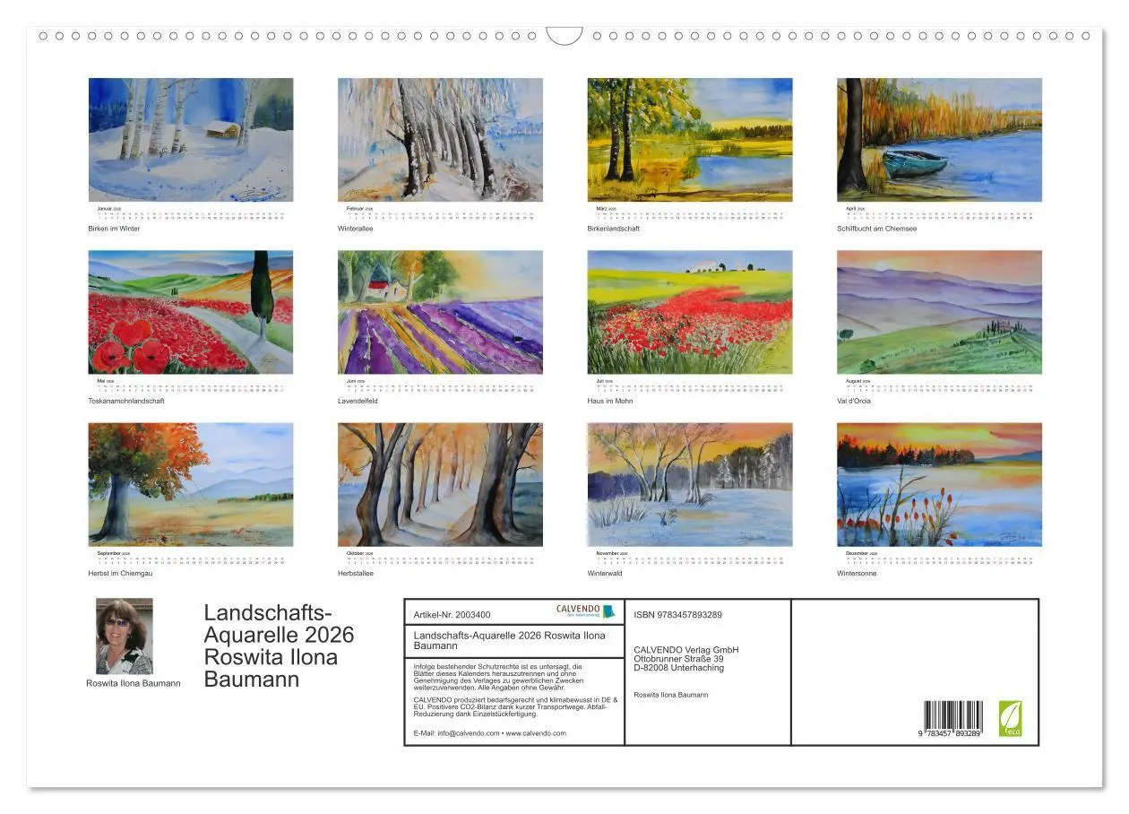 Bild: 9783457893289 | Landschafts-Aquarelle 2026 Roswita Ilona Baumann (Wandkalender 2026...