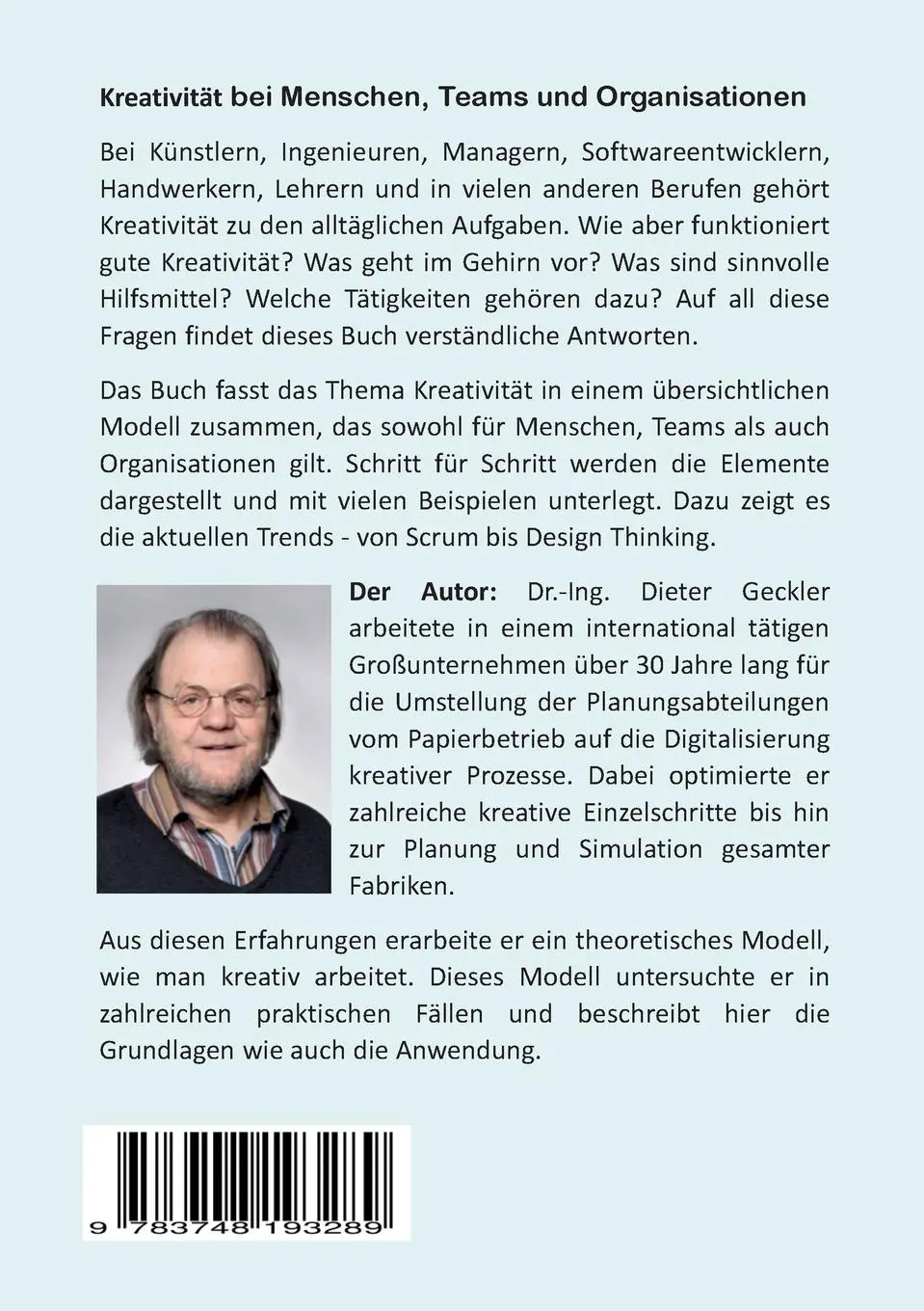 Rückseite: 9783748193289 | Kreativität | bei Menschen, Teams und Organisationen | Dieter Geckler