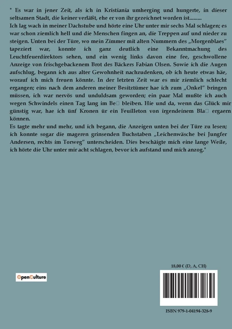 Rückseite: 9791041943289 | Hunger | Knut Hamsun | Taschenbuch | 200 S. | Deutsch | 2023