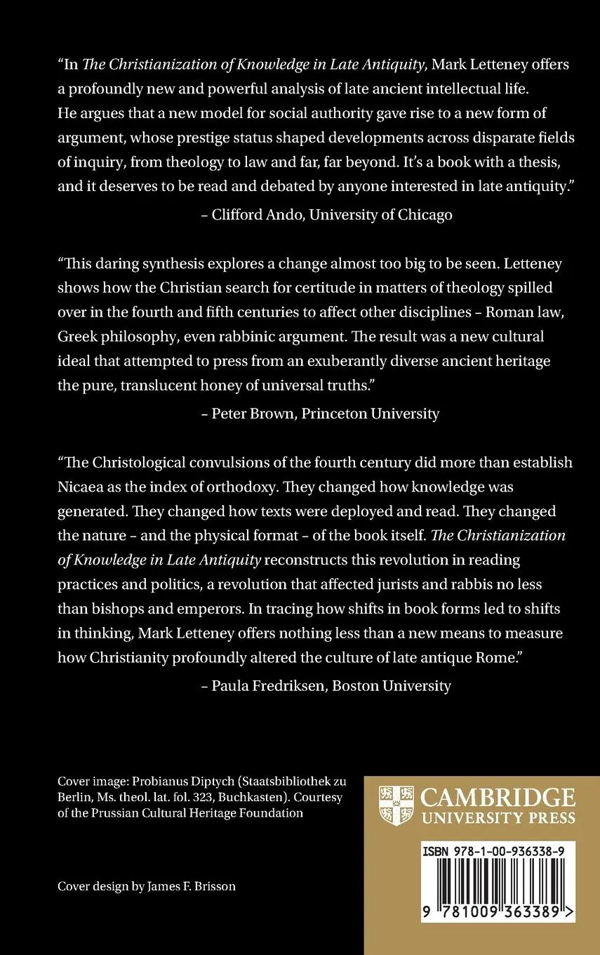 Rückseite: 9781009363389 | The Christianization of Knowledge in Late Antiquity | Mark Letteney
