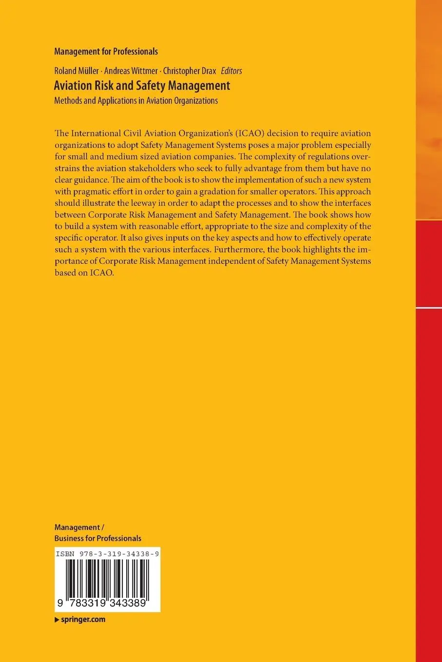 Rückseite: 9783319343389 | Aviation Risk and Safety Management | Roland Müller (u. a.) | Buch