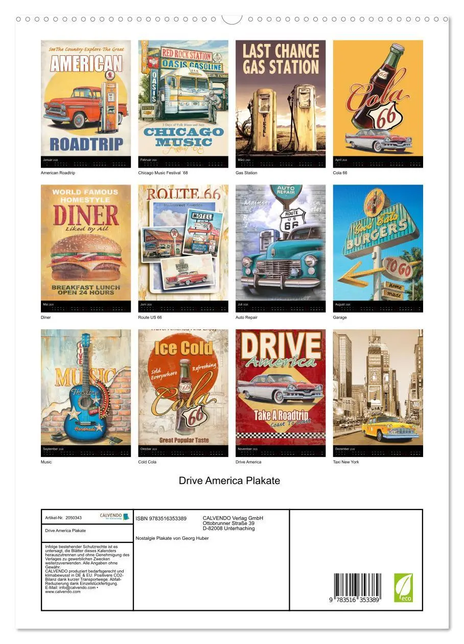 Bild: 9783516353389 | Drive America Plakate (Wandkalender 2026 DIN A2 hoch), CALVENDO...