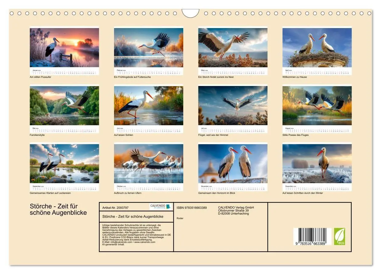 Bild: 9783516663389 | Störche - Zeit für schöne Augenblicke (Wandkalender 2026 DIN A3...