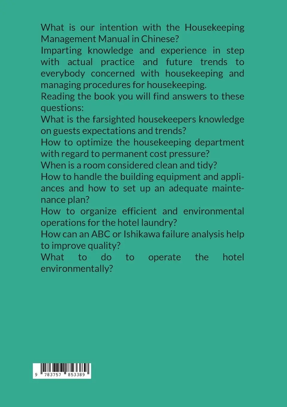 Rückseite: 9783757853389 | Housekeeping Management in Chinese | Frank Höchsmann | Taschenbuch