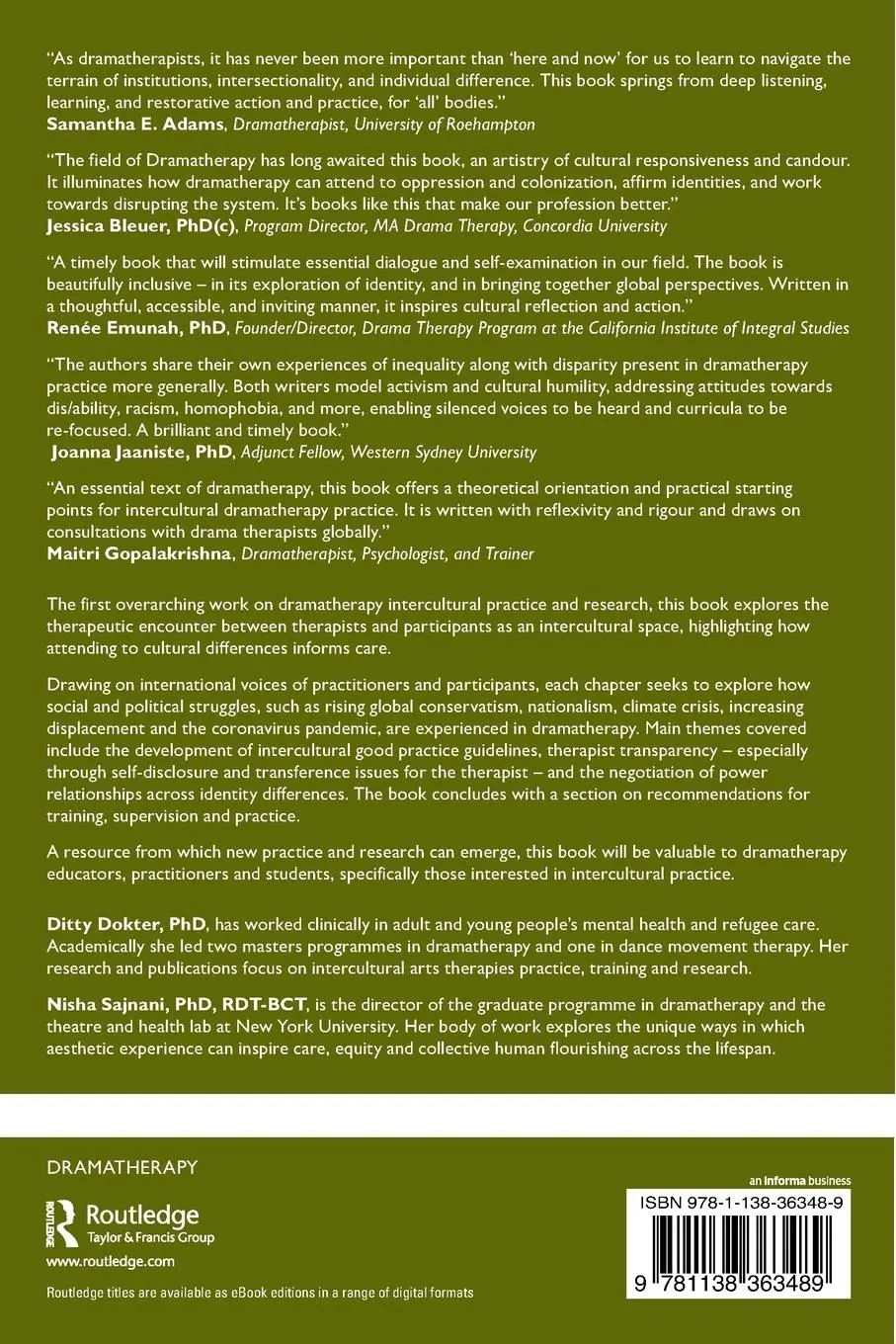 Rückseite: 9781138363489 | Intercultural Dramatherapy | Ditty Dokter (u. a.) | Taschenbuch | 2022