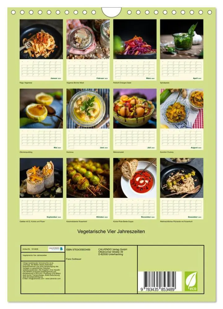 Bild: 9783435853489 | Vegetarische Vier Jahreszeiten (Wandkalender 2025 DIN A4 hoch),...