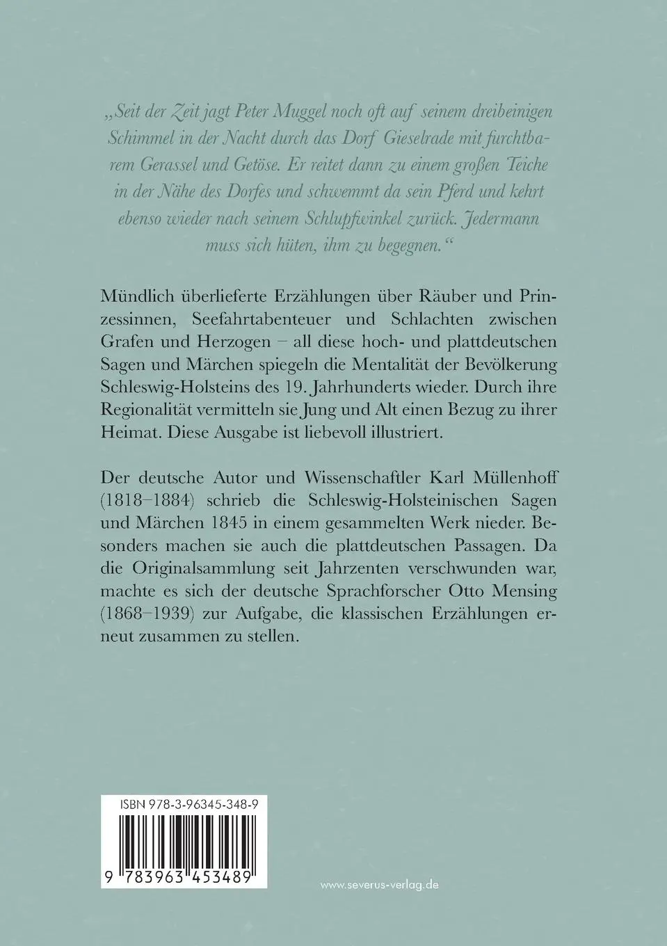 Rückseite: 9783963453489 | Sagen, Märchen und Lieder der Herzogtümer Schleswig, Holstein und...