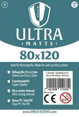 Shield Ultra Matte 9 - 100 Super Sleeves für Kartengröße 80 x 120 mm
