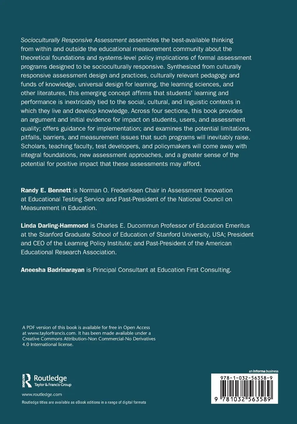 Rückseite: 9781032563589 | Socioculturally Responsive Assessment | Randy E Bennett (u. a.) | Buch