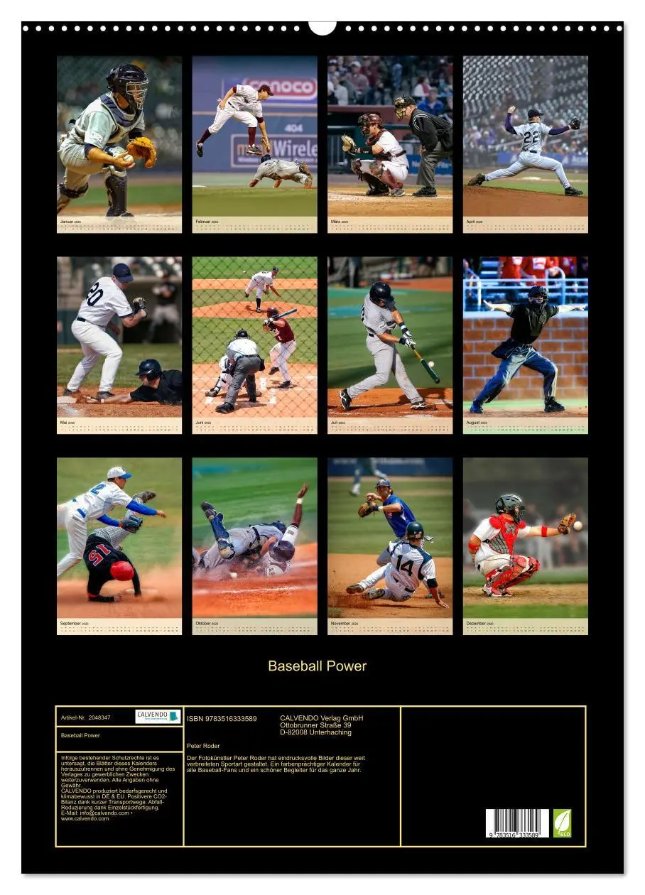 Bild: 9783516333589 | Baseball Power (Wandkalender 2026 DIN A2 hoch), CALVENDO...