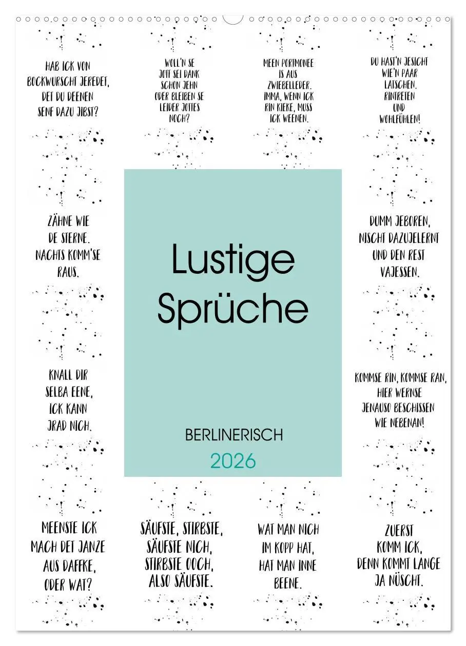 Cover: 9783516403589 | BERLINERISCH Lustige Sprüche (Wandkalender 2026 DIN A2 hoch),...