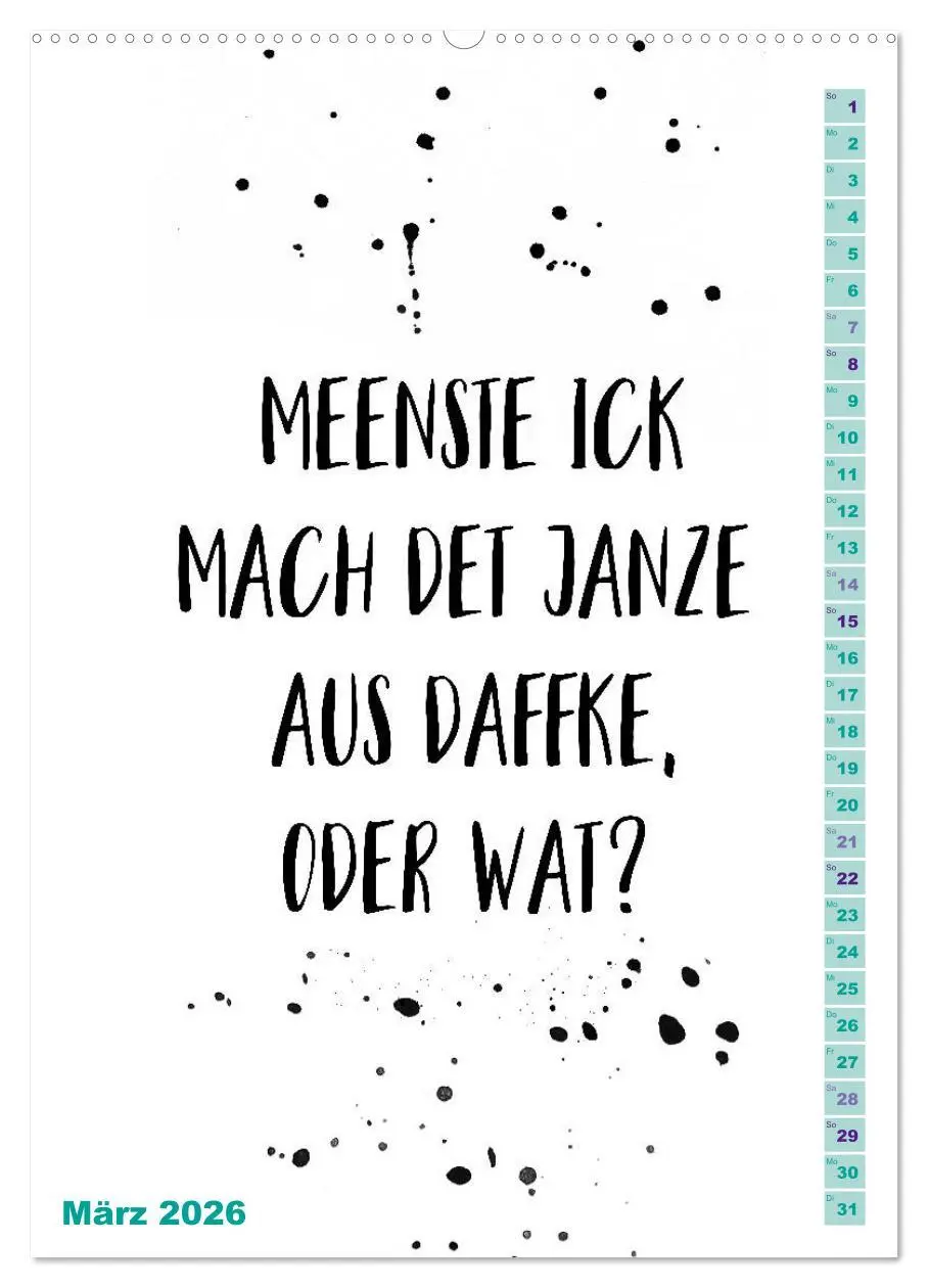 Bild: 9783516403589 | BERLINERISCH Lustige Sprüche (Wandkalender 2026 DIN A2 hoch),...