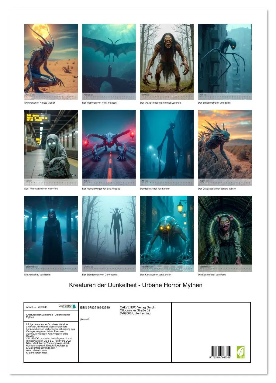 Bild: 9783516643589 | Kreaturen der Dunkelheit - Urbane Horror Mythen (Wandkalender 2026...