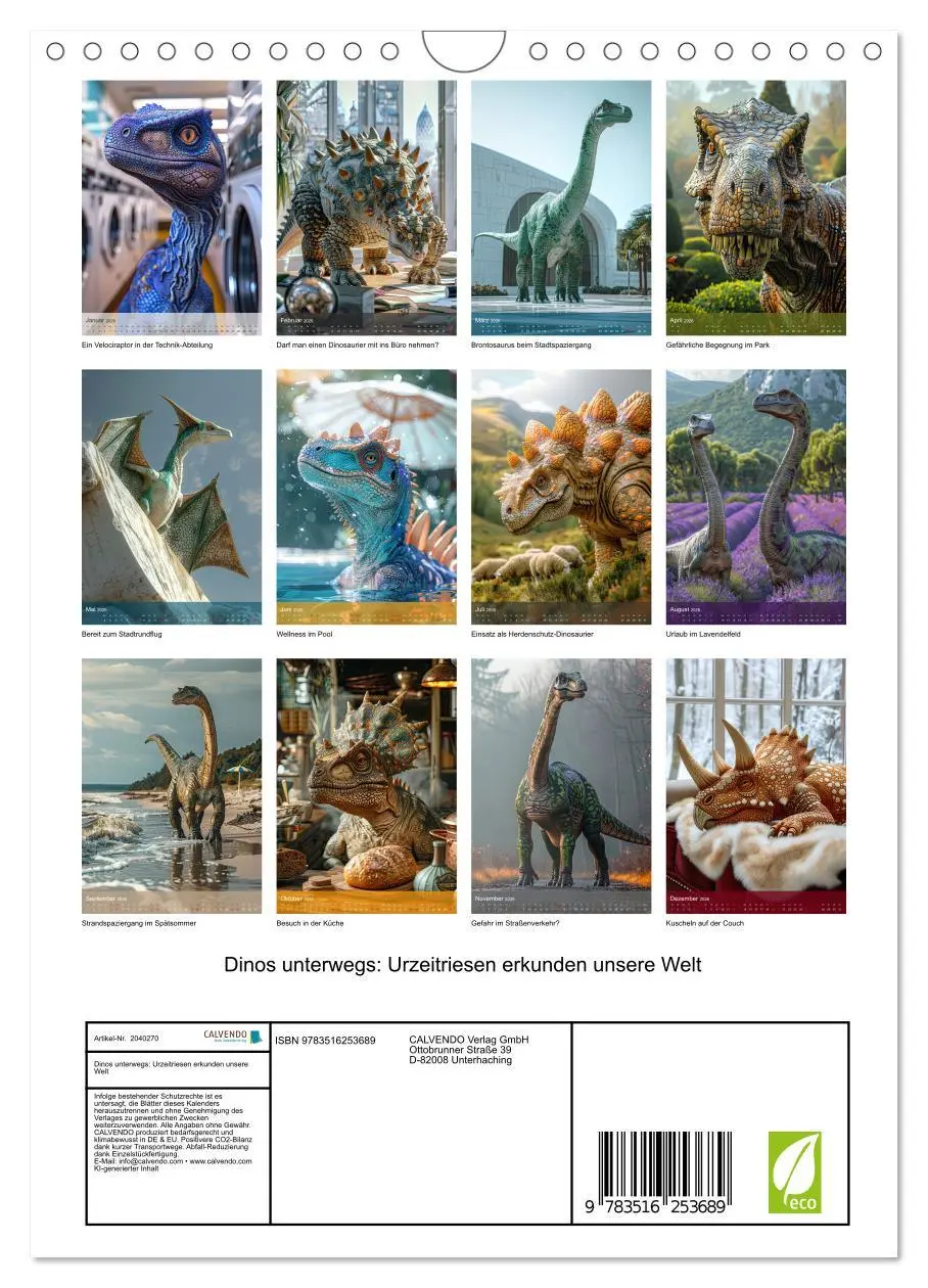 Bild: 9783516253689 | Dinos unterwegs: Urzeitriesen erkunden unsere Welt (Wandkalender...