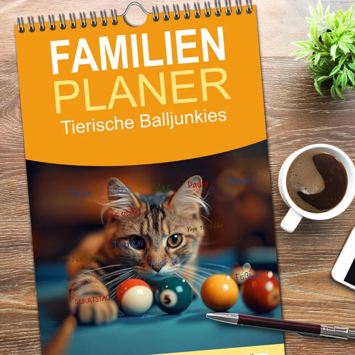 Bild: 9783516493689 | Familienplaner 2026 - Tierische Balljunkies mit 5 Spalten...